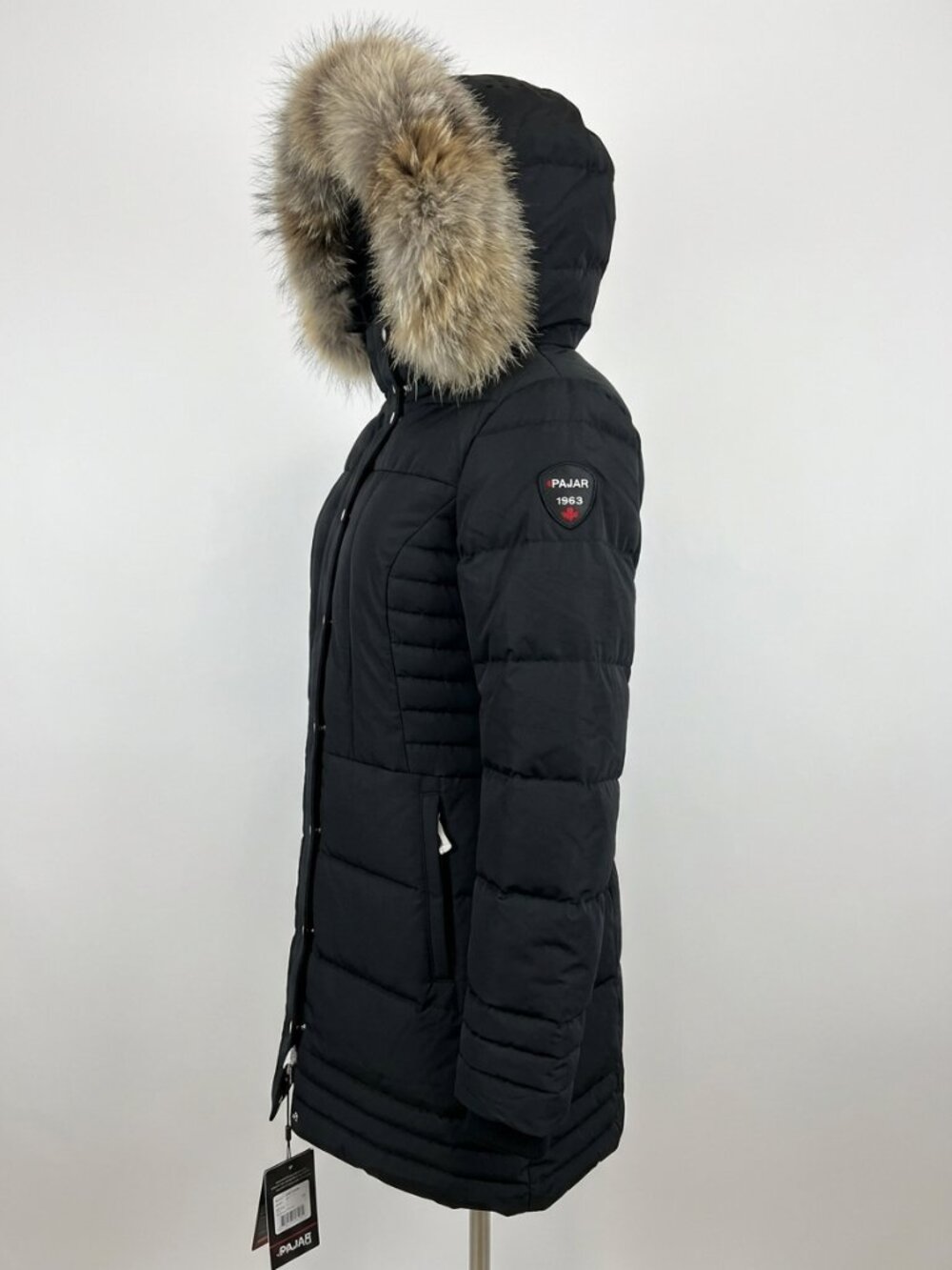 Pajar Women’s Down Puffer Coat Parka with Real Fur Hood & Feathers Size M